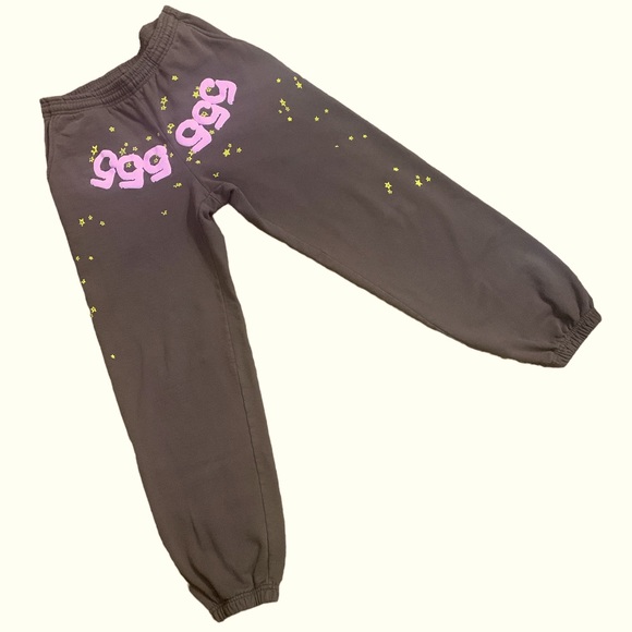 Sp5der Worldwide 555 Angel Number Sweatpants Brown Size M - Picture 1 of 12